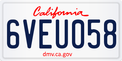 CA license plate 6VEU058