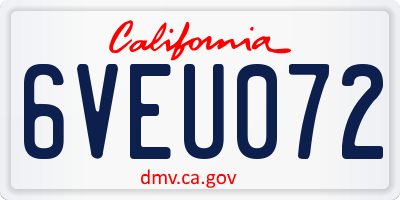 CA license plate 6VEU072