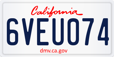 CA license plate 6VEU074