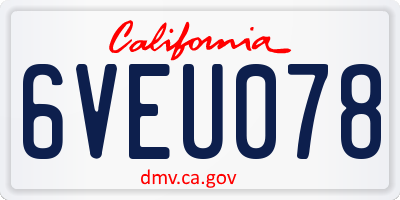 CA license plate 6VEU078