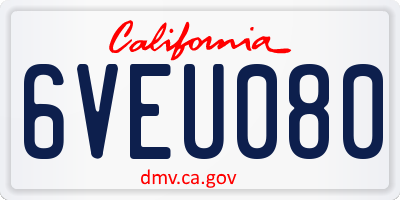 CA license plate 6VEU080