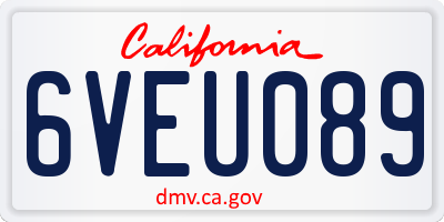 CA license plate 6VEU089