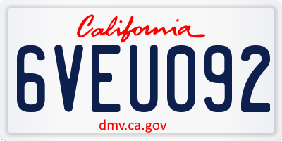CA license plate 6VEU092