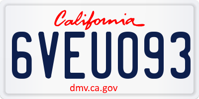 CA license plate 6VEU093