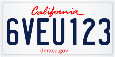 CA license plate 6VEU123