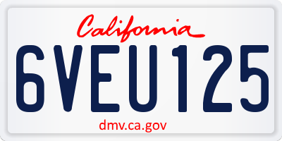 CA license plate 6VEU125