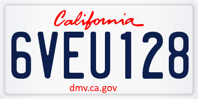 CA license plate 6VEU128