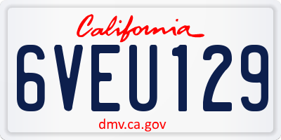CA license plate 6VEU129