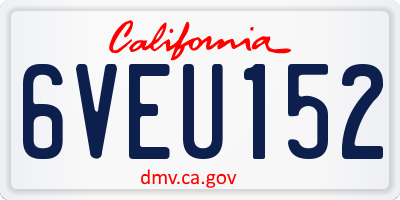 CA license plate 6VEU152