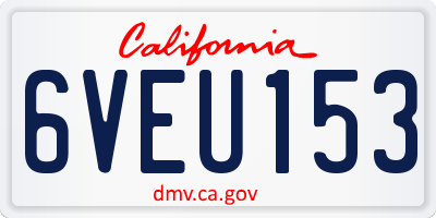 CA license plate 6VEU153