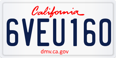 CA license plate 6VEU160
