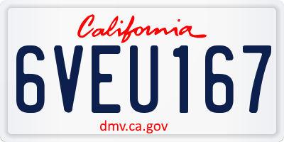 CA license plate 6VEU167