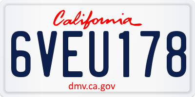 CA license plate 6VEU178