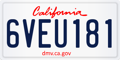 CA license plate 6VEU181