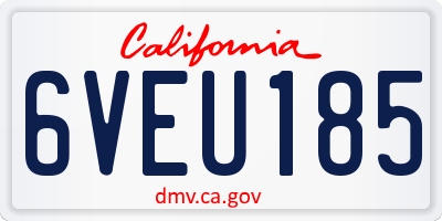 CA license plate 6VEU185