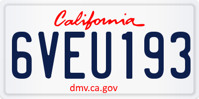 CA license plate 6VEU193