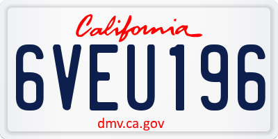 CA license plate 6VEU196
