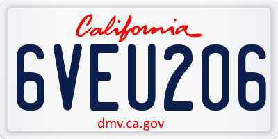 CA license plate 6VEU206