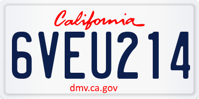 CA license plate 6VEU214