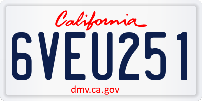 CA license plate 6VEU251