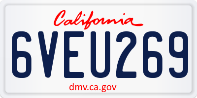 CA license plate 6VEU269