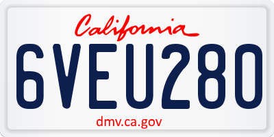 CA license plate 6VEU280