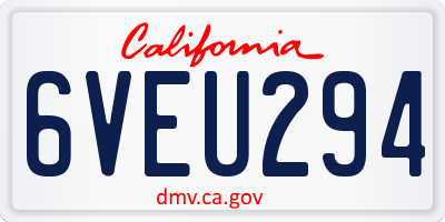 CA license plate 6VEU294