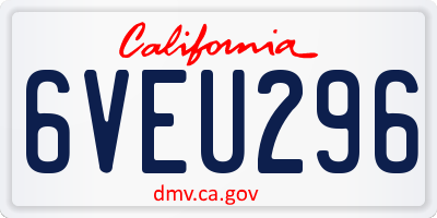 CA license plate 6VEU296