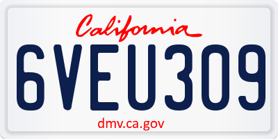 CA license plate 6VEU309