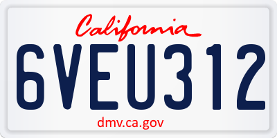 CA license plate 6VEU312