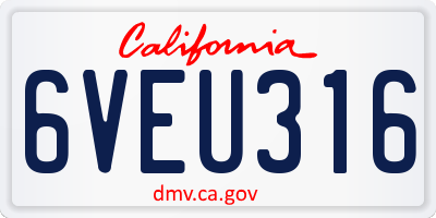 CA license plate 6VEU316