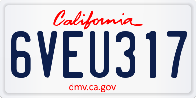 CA license plate 6VEU317