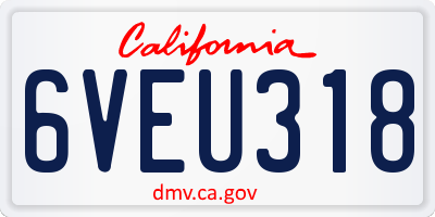 CA license plate 6VEU318
