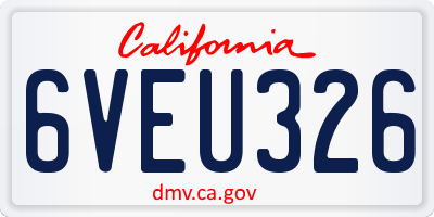 CA license plate 6VEU326