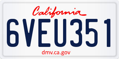 CA license plate 6VEU351