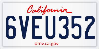 CA license plate 6VEU352