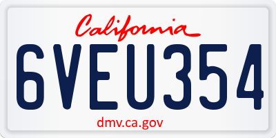 CA license plate 6VEU354