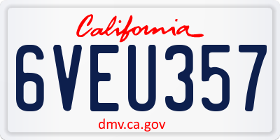 CA license plate 6VEU357