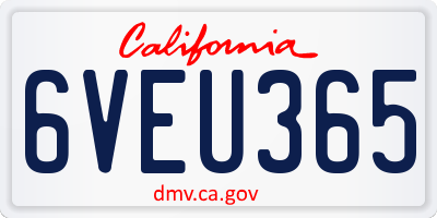 CA license plate 6VEU365