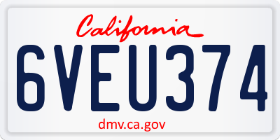CA license plate 6VEU374