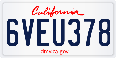 CA license plate 6VEU378