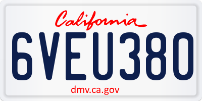 CA license plate 6VEU380