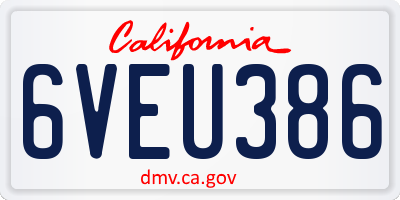 CA license plate 6VEU386