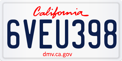 CA license plate 6VEU398
