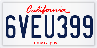 CA license plate 6VEU399