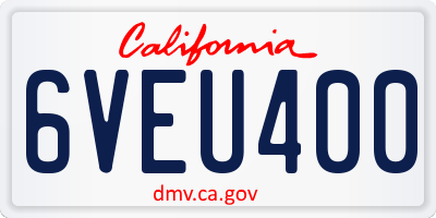 CA license plate 6VEU400