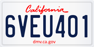 CA license plate 6VEU401