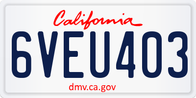 CA license plate 6VEU403