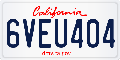 CA license plate 6VEU404