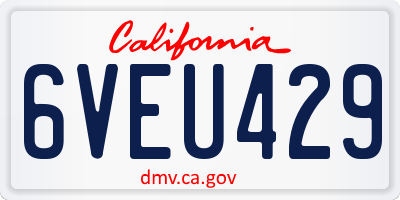 CA license plate 6VEU429